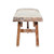 50" White and Brown Cotton Upholstered Striped Bench