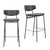 Set of Two 26" Black Faux Leather and Steel Low Back Counter Height Bar Chairs