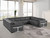Dark Gray Italian Leather Power Reclining U Shaped Eight Piece Corner Sectional With Console Decor