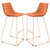 Set of Two 30" Orange And Gold Velvet And Steel Bar Height Bar Chairs