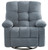 39" Blue Tufted Chenille Heated Massage Swivel Rocker Recliner With USB