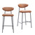 Set of Two 29" Brown and Black Faux Leather and Steel Low Back Bar Height Bar Chairs
