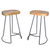 Set of Two 25" Natural And Black Steel Backless Counter Height Bar Chairs