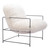 30" White And Black Sherpa And Upholstered Arm Chair
