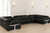 Black Italian Leather Power Reclining U Shaped Eight Piece Sectional With Console