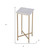 21" White and Gold Distressed Marble and Iron Square End Table