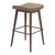 Set of Two 31" Taupe and Walnut Faux Leather and Steel Backless Bar Height Bar Chairs