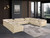Beige Italian Leather Power Reclining U Shaped Twelve Piece Corner Sectional With Console