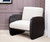 29" White And Black Linen Arm Chair