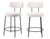 Set of Two 25" Ivory and Black Shearling and Steel Low Back Counter Height Bar Chairs