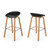 Set of Two Black and Natural Heavy Duty Plastic and Wood Backless Bar Height Bar Chairs