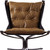 30" Coffee and Steel Blue Top Grain Leather Tufted Lounge Chair