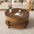 32" Natural Wood Round Coffee Table With Hidden Storage And Shelf
