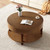 32" Natural Wood Round Coffee Table With Hidden Storage And Shelf