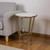23" White and Gold Distressed Marble and Aluminum Round End Table