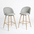 Set of Two 27" Gray and Oak Fabric and Metal Low Back Counter Height Swivel Bar Chairs