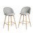 Set of Two 27" Gray and Oak Fabric and Metal Low Back Counter Height Swivel Bar Chairs