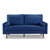 69" Blue Velvet Sofa And Toss Pillows With Dark Brown Legs