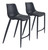 Set of Two 30" Black Faux Leather and Steel Low Back Bar Height Bar Chairs