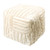 18" Beige Cotton Cube Striped Pouf Ottoman