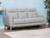 83" Gray Leather Sofa With Brown Legs