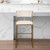 30" Beige And Antiqued Brass Steel Low Back Bar Height Bar Chair