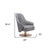 28" Gray And Gold Faux Leather And Faux Leather Swivel Arm Chair