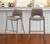 Set of Two 30" Brown Faux Leather And Steel Low Back Bar Height Bar Chairs