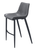 Set of Two 30" Dark Gray And Black Faux Leather And Steel Bar Height Bar Chairs