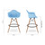 28" Light Blue And Brown Heavy Duty Plastic And Solid Wood Low Back Counter Height Bar Chair
