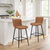 Set of Two 27" Brown and Black Faux Leather and Metal Low Back Counter Height Bar Chairs