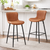 Set of Two 27" Brown and Black Faux Leather and Metal Low Back Counter Height Bar Chairs