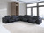 Black Italian Leather Power Reclining U Shaped Eight Piece Corner Sectional With Console