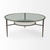 36" Clear and Bronze Glass and Metal Round Coffee Table With Shelf