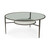 36" Clear and Bronze Glass and Metal Round Coffee Table With Shelf