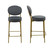 Set of Two 29" Gray and Gold Velvet and Metal Low Back Bar Height Bar Chairs