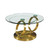 32" Clear And Gold Glass And Metal Round Abstract Coffee Table