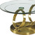 32" Clear And Gold Glass And Metal Round Abstract Coffee Table