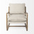 34" Beige And Wood Brown Fabric Lounge Chair