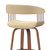 31" Cream And Wood Brown Faux Leather Swivel Bar Height Bar Chair