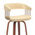 31" Cream And Wood Brown Faux Leather Swivel Bar Height Bar Chair