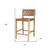 26" Brown and Natural Leather and Solid Wood Low Back Counter Height Bar Chair