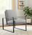 35" Light Gray and Black Velvet And Metal Lounge Chair