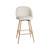 Set of Two 27" Beige and Oak Fabric and Metal Counter Height Swivel Bar Chairs