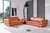 Two Piece Indoor Camel Italian Leather Five Person Seating Set Home Accent