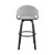 30" Gray and Black Fabric and Iron Low Back Bar Height Swivel Bar Chair