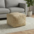18" Natural Jute Blend Cube Quatrefoil Pouf Ottoman