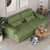 93" Green Corduroy Modular Stainless Steel Sleeper Sofa With Toss Pillows