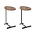 Set of Two Brown and Black Wood and Metal Oval End Tables