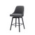 26" Gray and Black Faux Leather with Solid Wood Swivel Counter Height Bar Chair